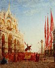 Felix Ziem Canvas Paintings - The Cardinals Procession Venice